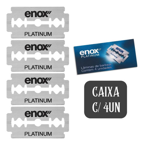Lâminas De Barbear Aço Inox Enox Platinum Duplo Fio C/ 4un