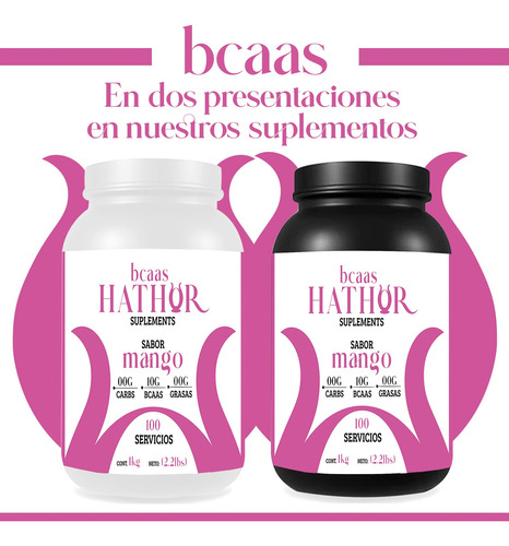Aminoácidos Bcaas Hathor 1 Kg Varios Sabores 100 Servicios Mango