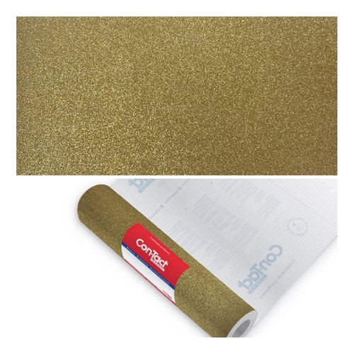 Plástico Papel Adesivo Brilho Glitter Dourado 2metros X 45cm