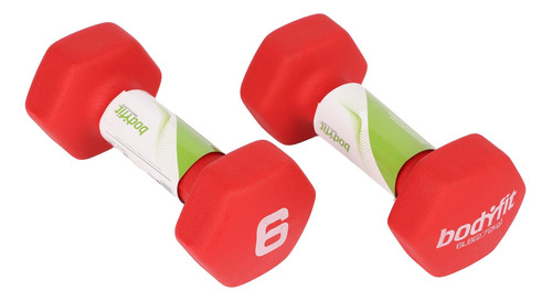 Par Pesas Mancuernas 6 Lb (2.7 Kg) Neopreno Bodyfit Color Rojo