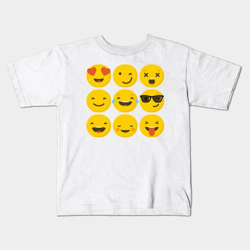 Remera Blanca Bichos Niño Niña Emoji Emoticon A 27