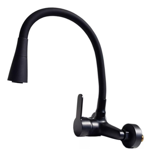 Griferia Monocomando Pared Flexible Lluvia Negro 2 Agujeros