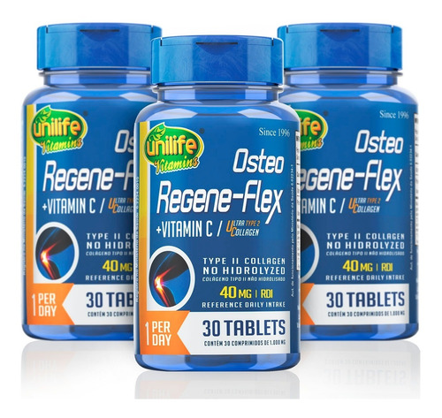 Osteo Regene - Flex +vita. C + Colageno Tipo 2, 30un Unilife