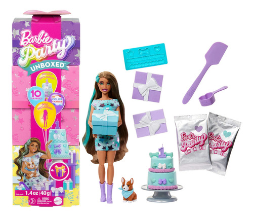 Mattel Barbie Party Unboxed Fashion Doll And Accessories