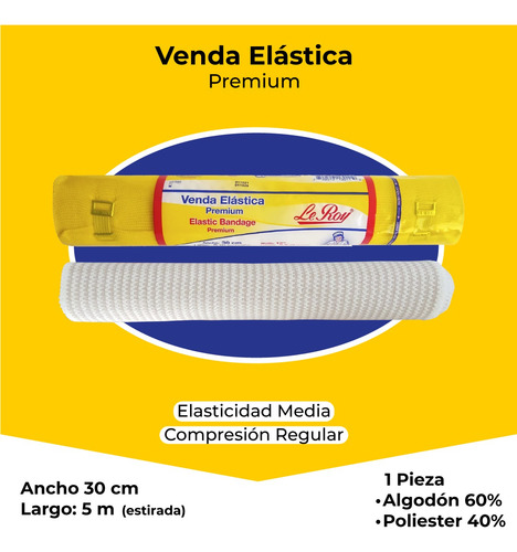 Venda Elástica Le Roy Algodón Compresión Regular 30cmx5m 1pz