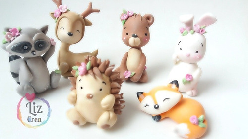 Animales Del Bosque Adorno En Porcelana Fria X6