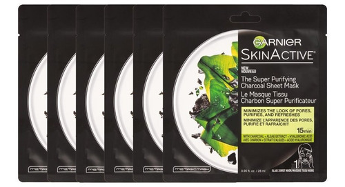 Garnier Skinactive - Máscara De Hoja De Carbón Purificante,