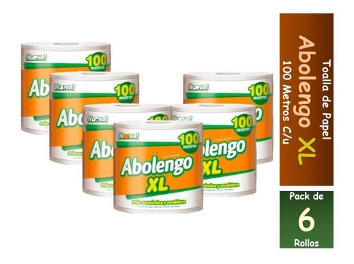 Pack 6 Toalla De Papel Absorbente Abolengo Xl 100 Mt 