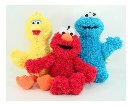 Sesame Street Peluche Clásico, 3 Unidades, Incluye A Elmo, B