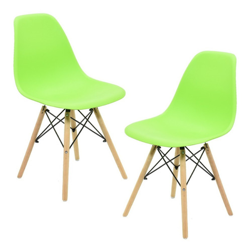 Set De 2 Sillas Eames Modernas Minimalistas Comedor Verdes Color de la estructura de la silla Verde limón