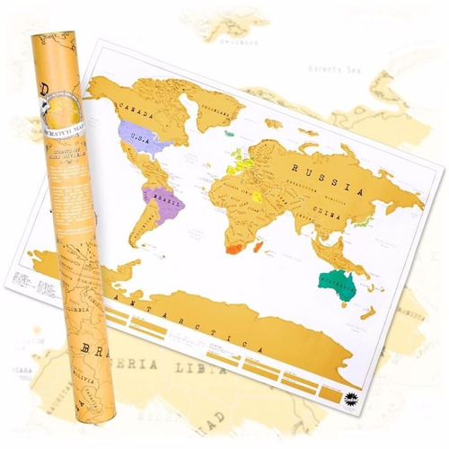 Mapa Raspa Scratch Map Raspadita Viajeros Vinilo Regalo Blanco Y Marron