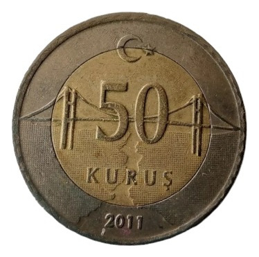 Moneda Turkia 50 Kurus 2911 Bimetálica (x1687