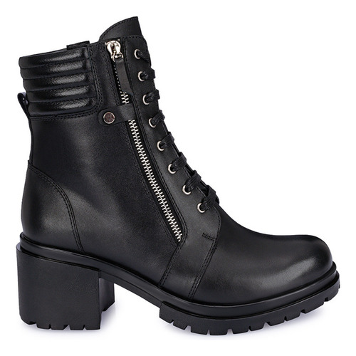 Botin Taco Plataforma Derby Viale Cuero Mujer Negro