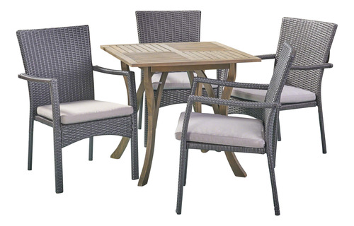 Christopher Knight Home Alva Outdoor - Juego De Comedor Cua.