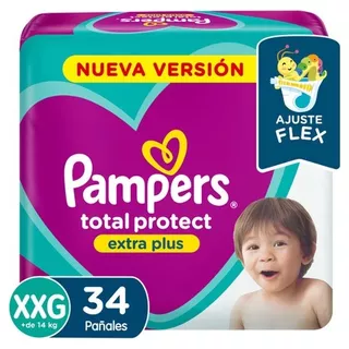 Pampers Total Protet Hipoalergénico Xxg X 136 U (pack X 4)