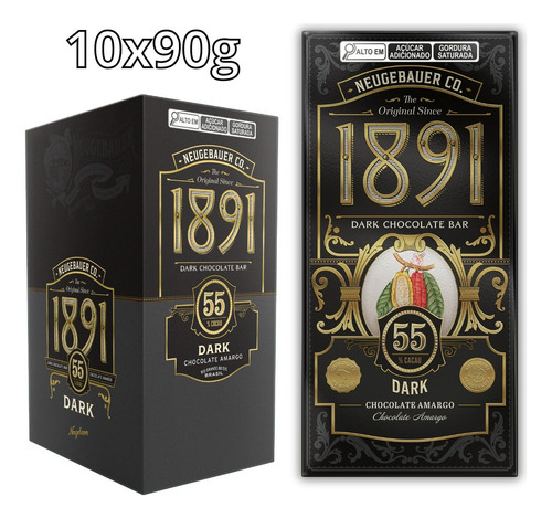 Tablete Chocolate Dark 55% Cacau 1891 Neugebauer 10x90g