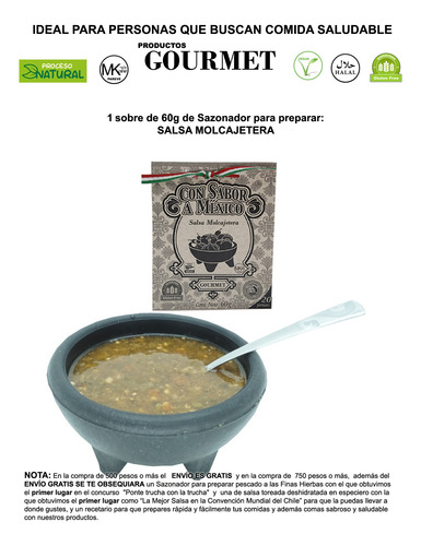 Salsa Molcajetera Deshidratada En Polvo 60g 100% Natural