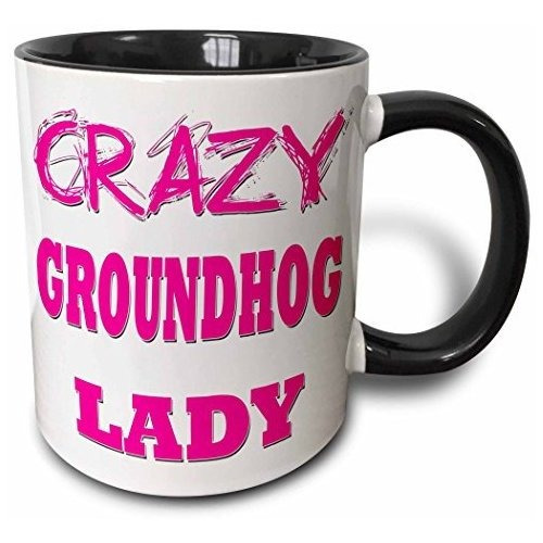Taza De Dos Tonos Crazy Groundhog Lady, 11 Oz, Color Ne...