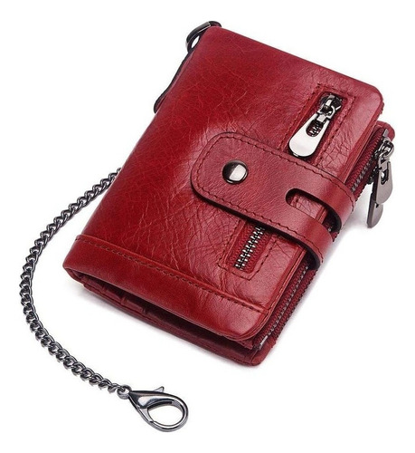 Leather Wallet With Anti-theft Chain
