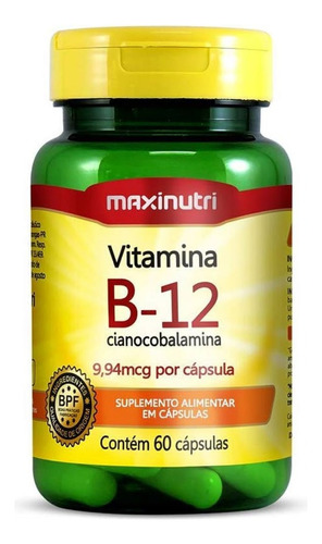 Suplemento em cápsulas Maxinutri Vitamina B12 Cianocobalamina Em pote 60un
