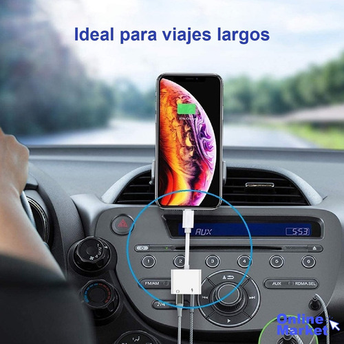 Imagen 5 de 10 de Splitter Compatible iPhone iPad - Auricular 3.5mm + Carga