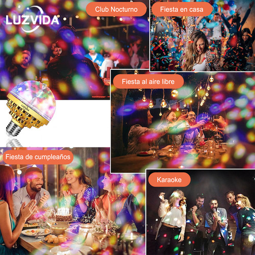 Luzvida 2 Piezas Luces De Escenario Fiestas 360° Base E27 Bombillas Giratorias De Color,dj Luces Lamparas Led Fiesta De Cumpleaños Club Bar Cabezas Roboticas Traje Robot Led Bombilla Estroboscópica
