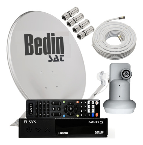 Antena Bedin + Receptor Satmax + Conector + Lnbf + Cabo 15m