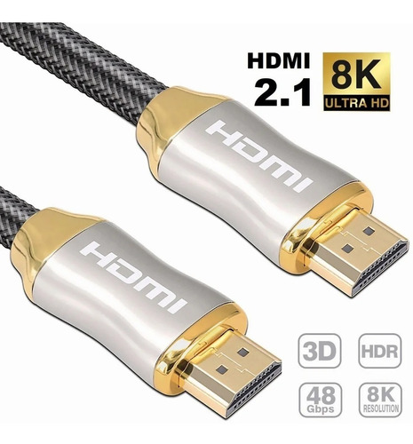 Cable Hdmi 2.1 8k / 4k Ultra Hd Tv Ps4 / 5 Trenzado 2m 28awg