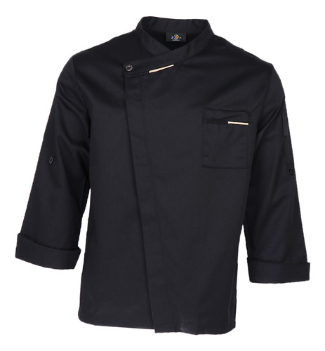 Chef Coat Manga Larga Negro