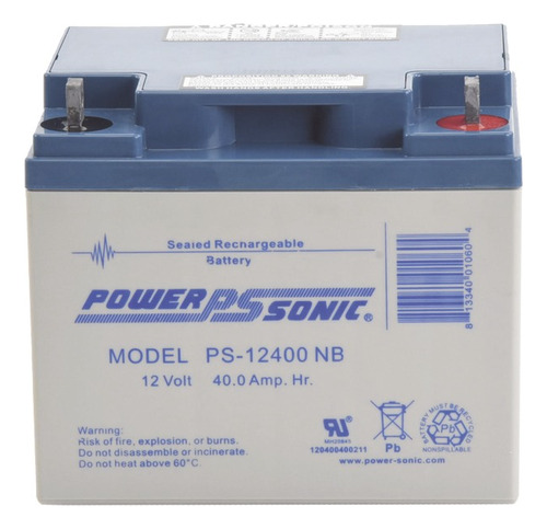 Batería De Respaldo Ul De 12v 40ah, Power Sonic, Ps-12400-nb
