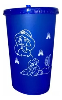 10 Vaso Princesa Reutilizable Con Tapa Y Popote Para Fiesta