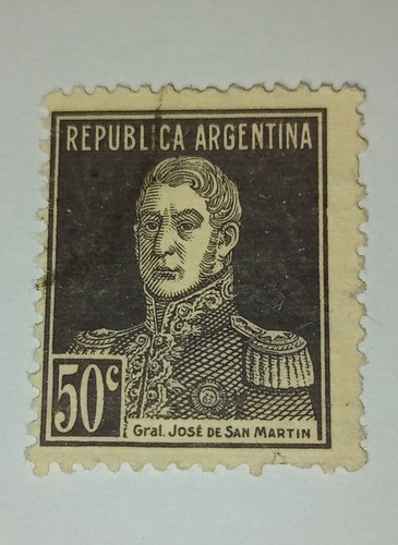 Estampilla Argentina San Martin 1918 - Gj 475 50 C.