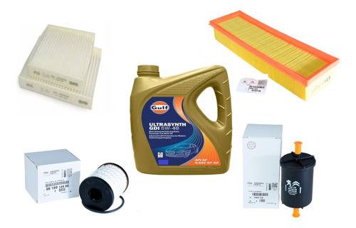 Kit 4 Filtros Original + Aceite Gulf 5w40 Peugeot 208 1.5 N