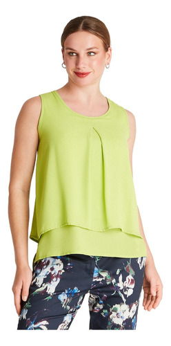 Blusa Sin Mangas Con Capas - Verde Claro