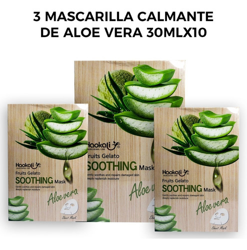 3 Mascarilla Calmante De Aloe Vera 30mlx10 Piezas.