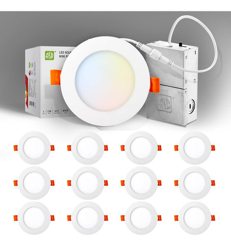 Asd 12 Pack Luces Empotradas Led Ultrafinas De 4 Pulgadas, 5