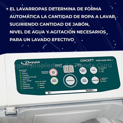 Imagen 4 de 6 de Lavarropas Automatico Drean 5 Kg 500 Rpm Concept Fuzzy Logic