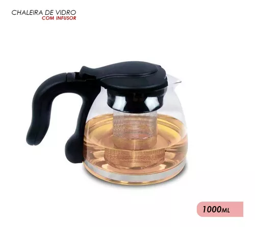 Bule De Vidro Com Infusor Inox Direto Ao Fogo 1000ml Água