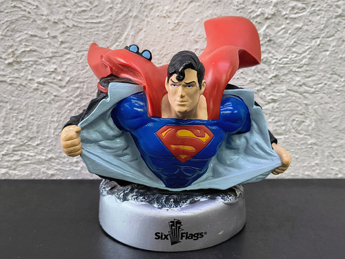 Superman Tapa Busto D Superman Vaso Six Flags Dc Comics Orig (Usado)