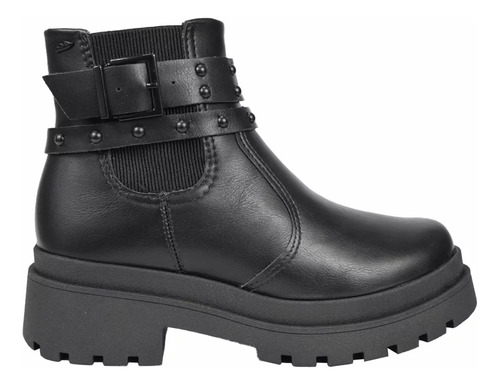 Botas Borcego Dama Elastizadas En Negro Dakota  Cuero Nobuck