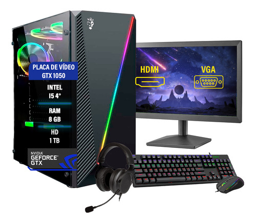 Pc Gamer Intel I5 4º Gtx 1050ti 8gb Hd 1tb Fonte 500w