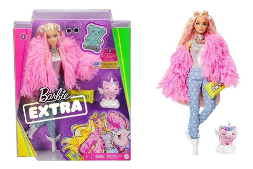 Muñeca Barbie Extra Pink Unicornio Juguete Coleccion Niña