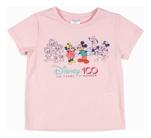 Polera Niña Minnie & Mickey 100 Años Rosa Disney