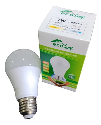 Bombillo Led Ecolamp Tipo Bulbo 7 W E27 6400 K (3 Unidades)