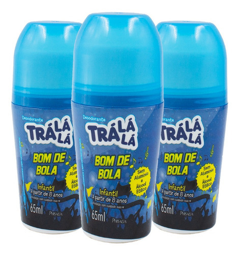 Desodorante Roll On Infantil Bom De Bola 65ml (3 Uni)