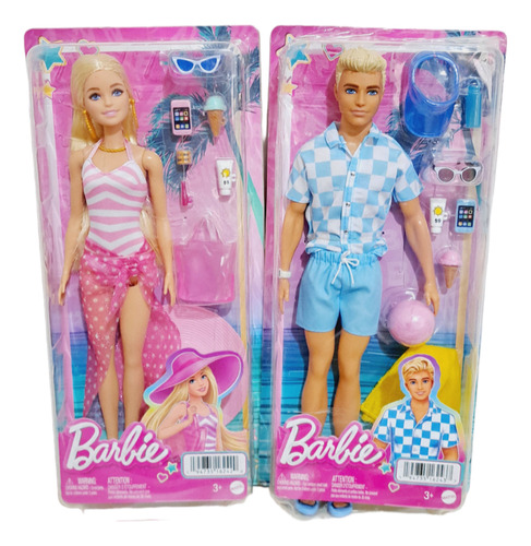 Barbie Y Ken Dia De Playa Con Accesorios - Original Barbie !