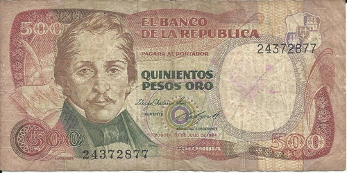 Colombia 500 Pesos Oro 20 Julio 1984