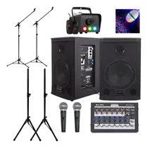 Comprar Kit Saga 8 Mesa Microfone Pedestais Maquina Fumaça Lâmpada 