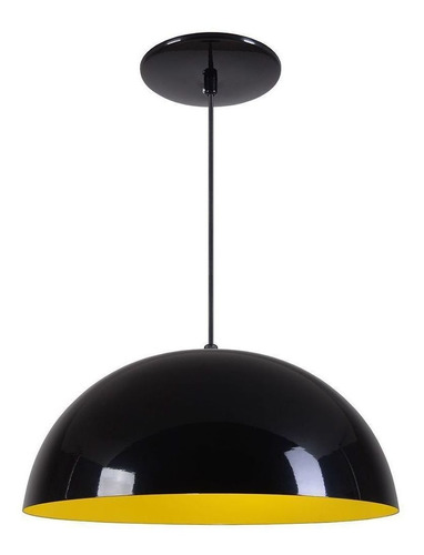 Luminária de teto Rei da Iluminação Meia Lua 40 cor preto-brilhante/amarelo 110V/220V