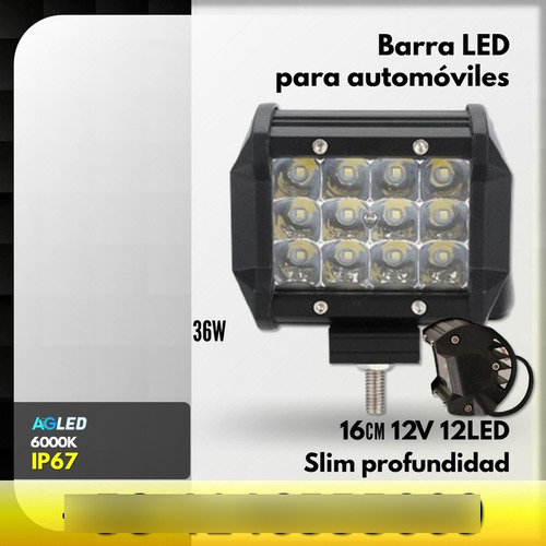 Barra Led Auto 36w Slim 12led Profundidad 16cm